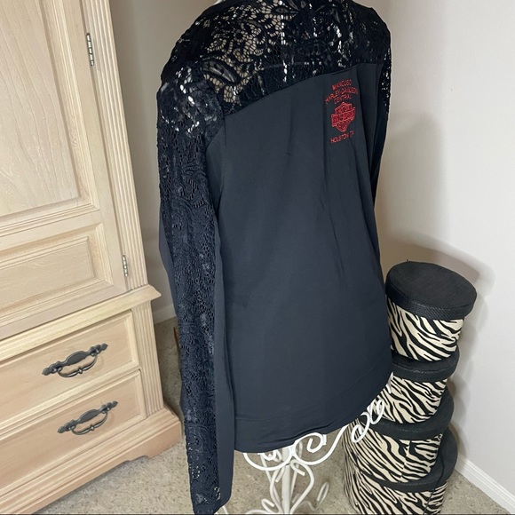 Black Lace Harley-Davidson Long Sleeve Ladies Shirt - Picture 5 of 8
